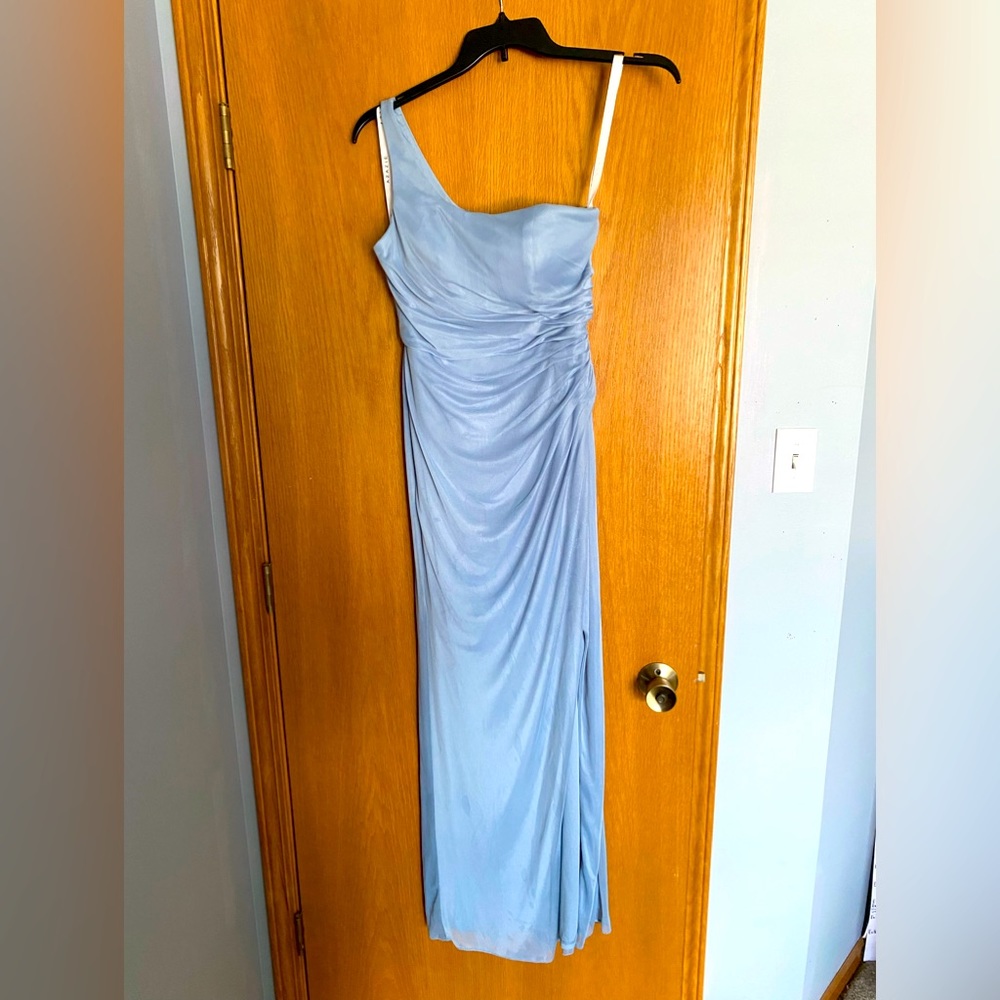 Dusty blue bridesmaid dress